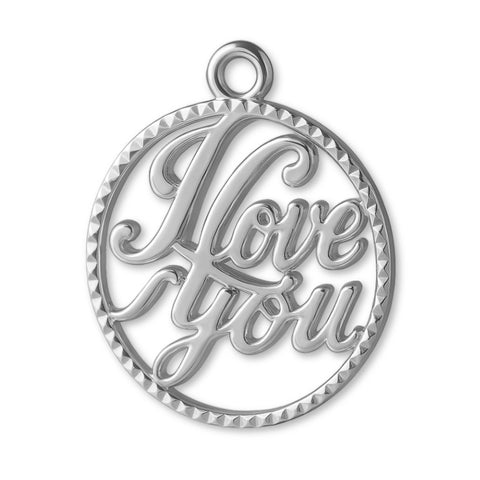 18ct White Gold - I Love You Openwork Charm