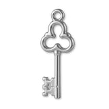 9ct White Gold - Clover Castle Key Charm