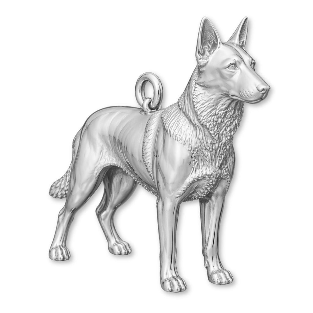 9ct White Gold - Belgian Malinois Dog Charm
