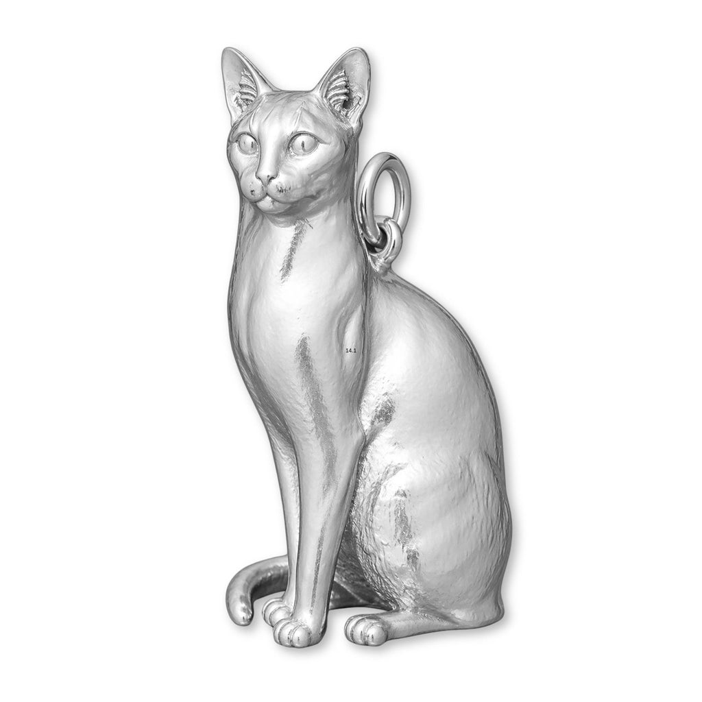 9ct White Gold - Singapura Cat Charm