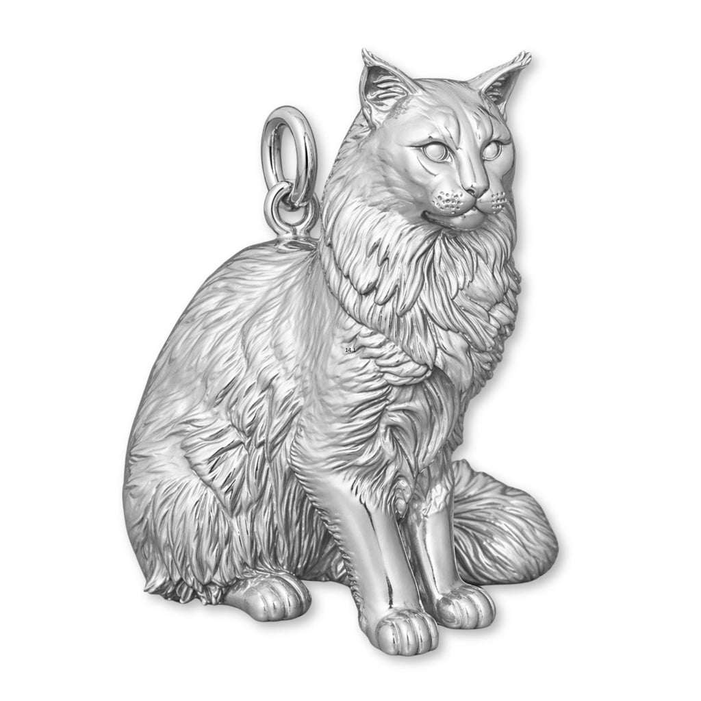 18ct White Gold - Maine Coon Cat Charm