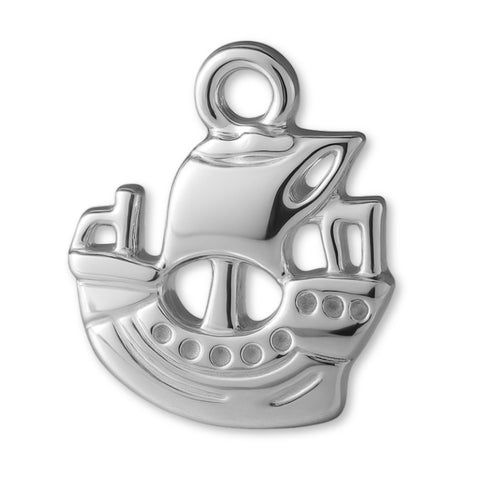 18ct White Gold - Pirate Ship Charm