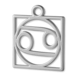 9ct White Gold - Cancer Zodiac Square Charm