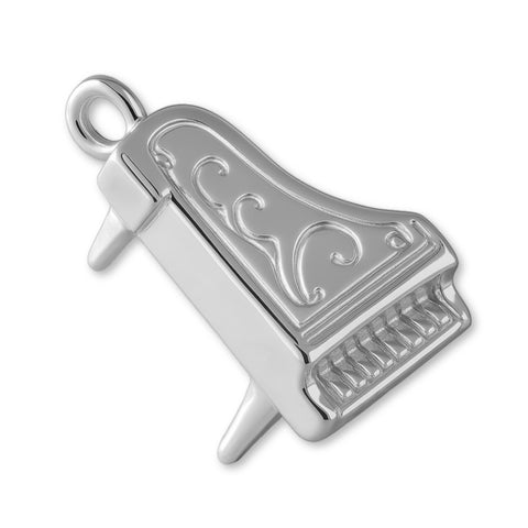 9ct White Gold - Ornate Grand Piano Charm