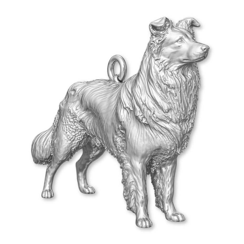 18ct White Gold - Border Collie Dog Charm