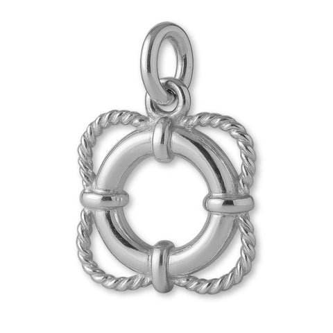 9ct White Gold - Classic Rope Lifebuoy Charm