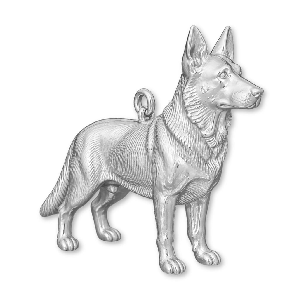 9ct White Gold - German Shepherd Dog Charm