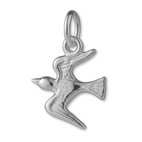 9ct White Gold - Flying Swallow Charm