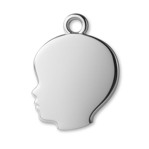 9ct White Gold - Boys Silhouette  Charm