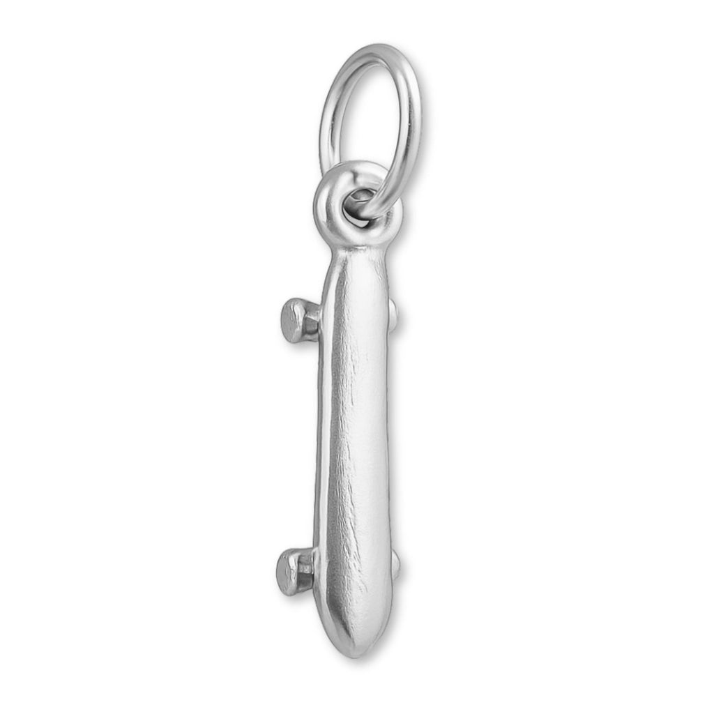 9ct White Gold - Longboard Skateboard Charm