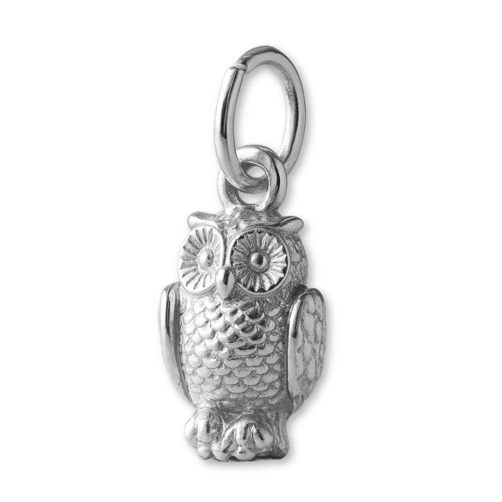 9ct White Gold - Woodland Owl Charm