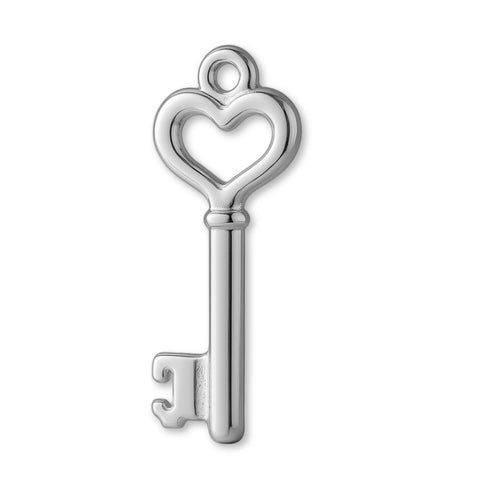 18ct White Gold - Heart Key Charm