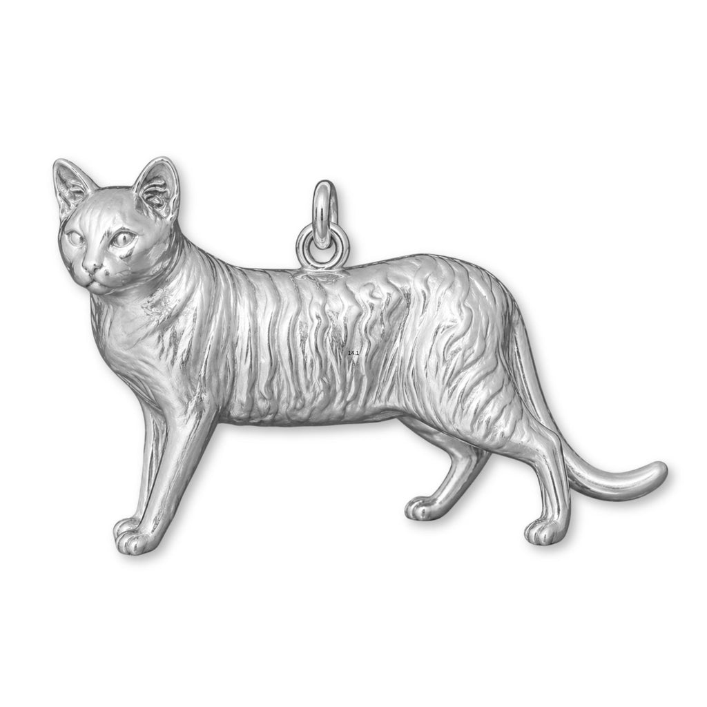 9ct White Gold - Toyger Cat Charm