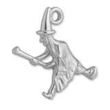 9ct White Gold - Flying Witch Charm