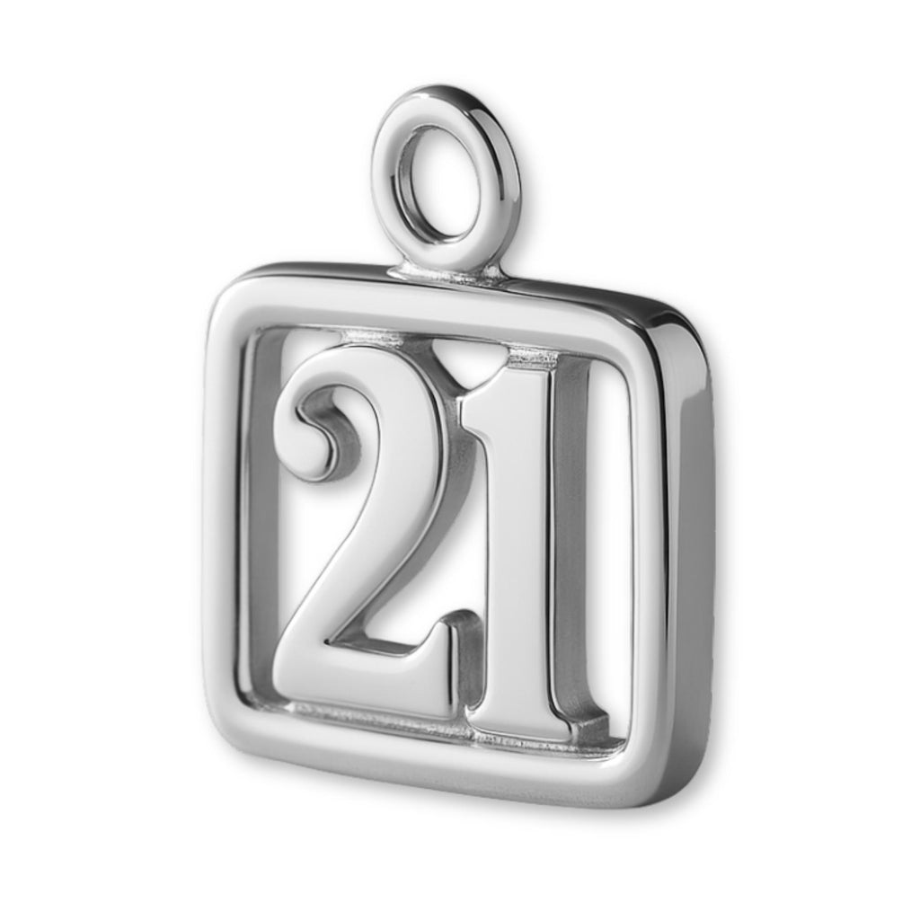 9ct White Gold - 21 Pendant Charm