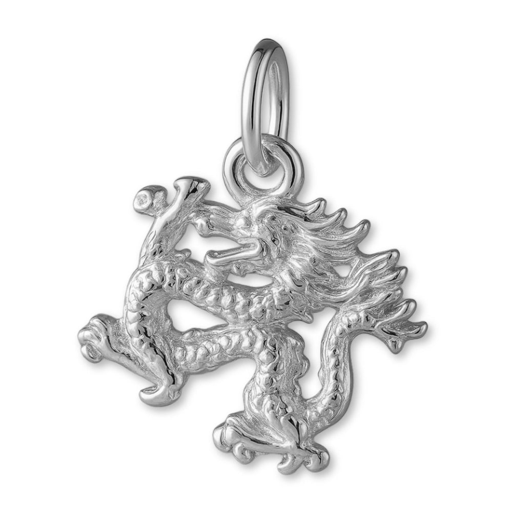 9ct White Gold - Oriental Dragon Charm