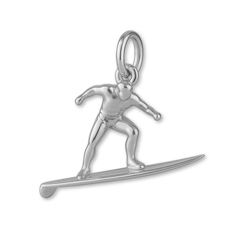 18ct White Gold - Longboard Surfer Charm