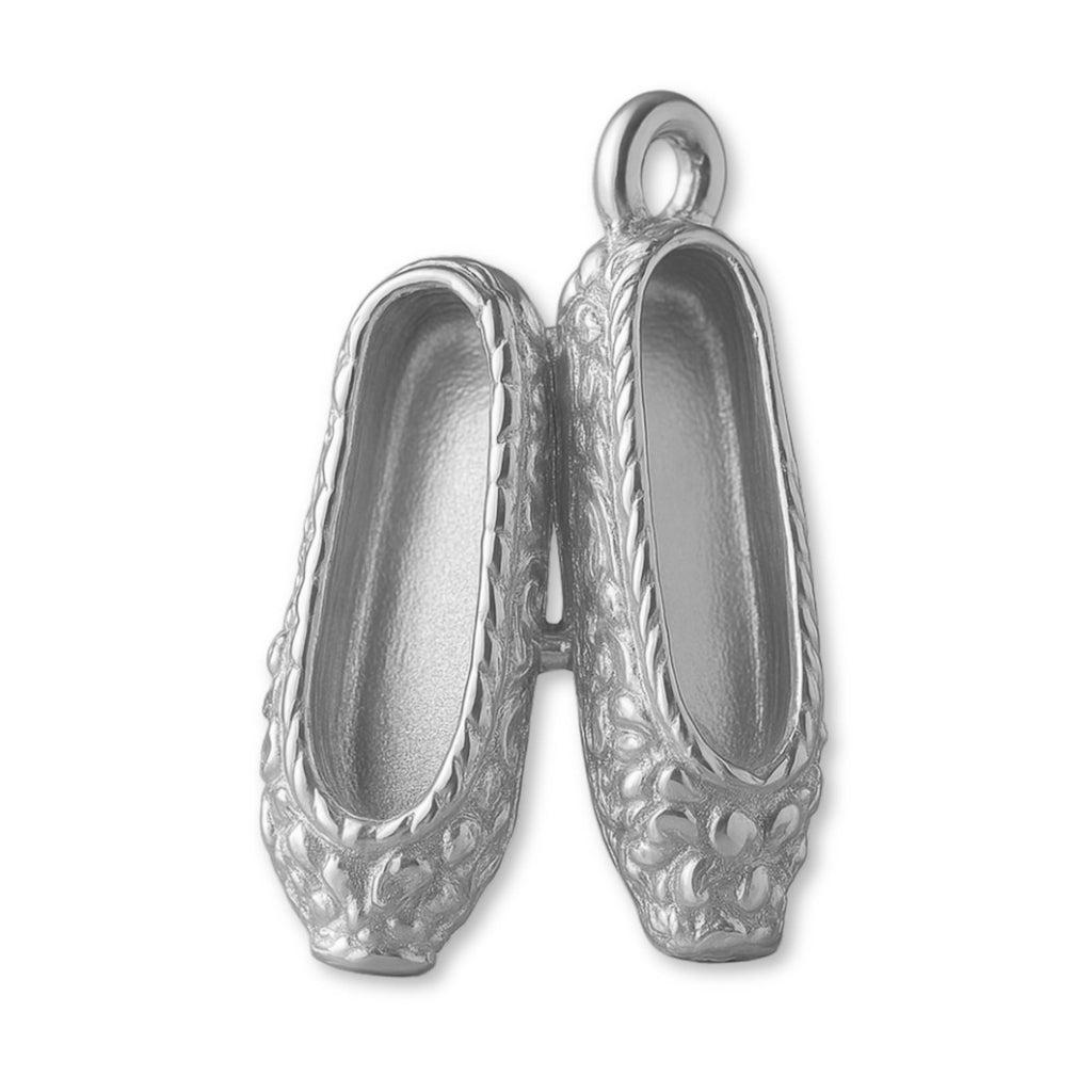 9ct White Gold - Ornate Ballet Flats Charm
