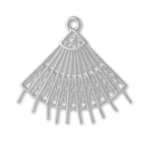 18ct White Gold - Handheld Lace Fan Charm