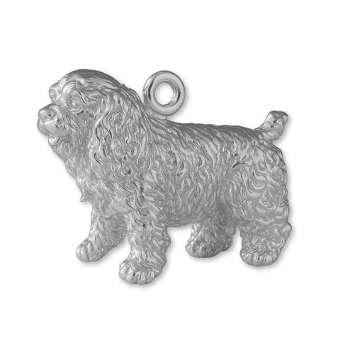 18ct White Gold - Curly Cocker Spaniel Dog Charm