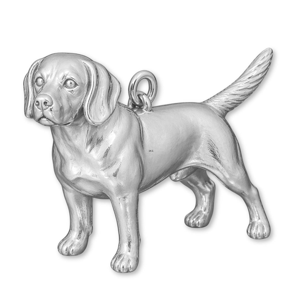 9ct White Gold - Beagle Dog Charm