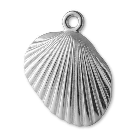 9ct White Gold - Clam Beach Shell Charm