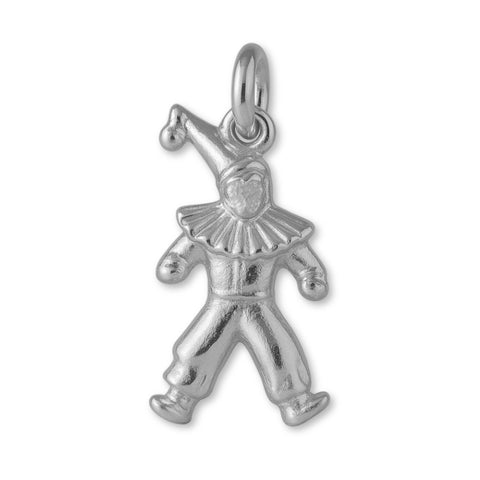 9ct White Gold - Ruffled Collar Clown Charm