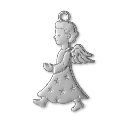 18ct White Gold - Starry Christmas Angel Charm