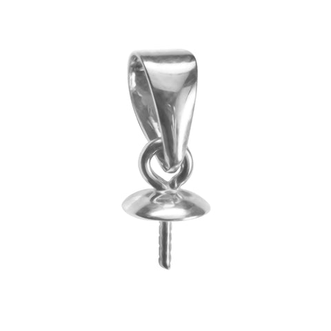 9ct White Gold - Round Pearl Cup Setting w Bail