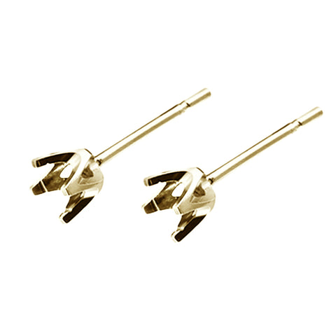 18ct Yellow Gold - Round 4 Prong - Earring Settings