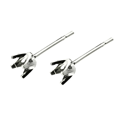 18ct White Gold - Round 4 Prong - Earring Settings