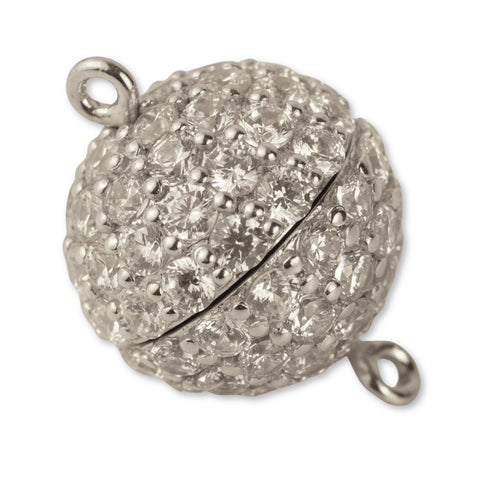 925 Sterling Silver - CZ Ball Magnetic Clasp