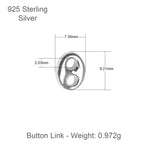 925 Sterling Silber – Knopf-Verbindungs-Charm