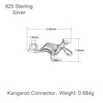 925 Sterling Silver - Kangaroo Connector Charm