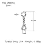 925 Sterling Silber – Twist Connector Charm