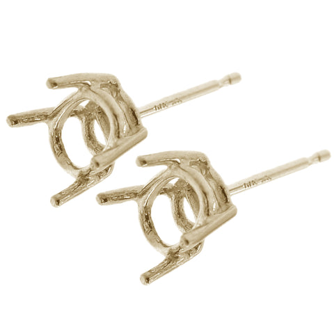 18ct Yellow Gold - Oval Basket - Earring Settings