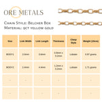 9ct Yellow Gold - Belcher Box - Bracelet Chain