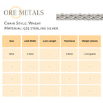 925 Sterling Silver - Wheat - Chain Roll