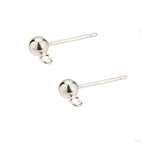 14ct White Gold - Ball Stud with Loop
