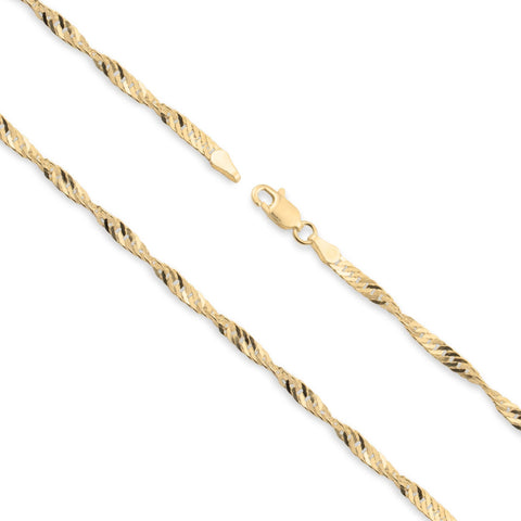 9ct Yellow Gold - Singapore Twist - Necklace Chain