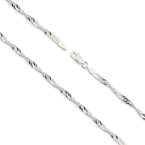 925 Sterling Silver - Singapore Twist - Halsbandskedja