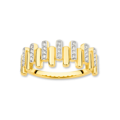 9ct Yellow Gold | 0.14ct GH/SI - Diamond Pillar Ring