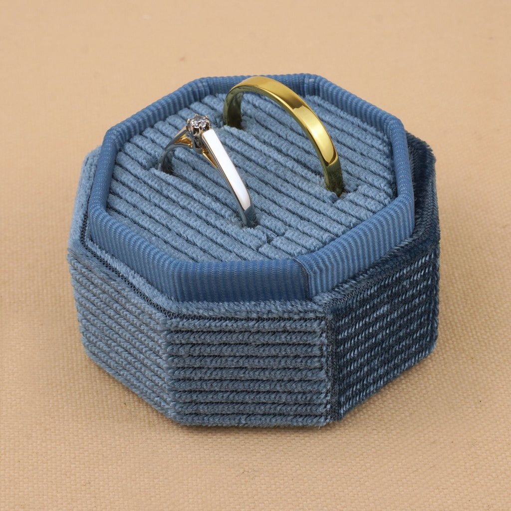 Octagon Double Ring Box - Sky Blue | Fine Jewellery Boxes – Ore Metals