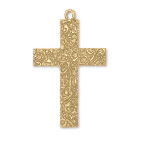 14ct Gold Plated - Scrollwork Crucifix Charm