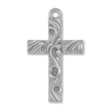 950 Platinum - Rustic Swirl Crucifix Charm