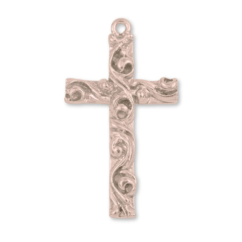 18ct Rose Gold - Swirl Crucifix Charm