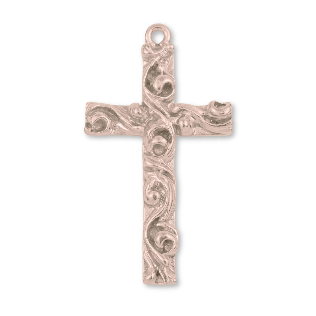 9ct Rose Gold - Swirl Crucifix Charm