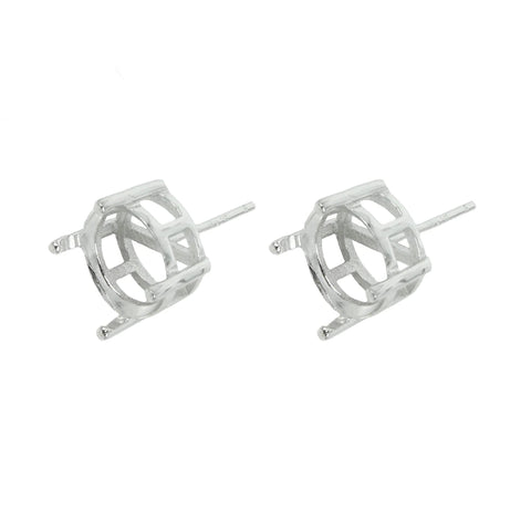9ct White Gold - Round Basket - Earring Settings