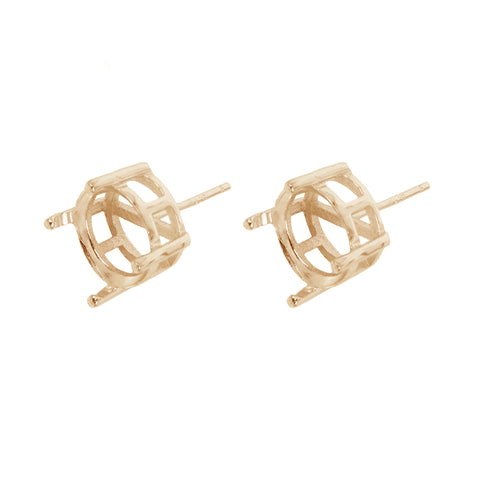 9ct Rose Gold - Round Basket - Earring Settings