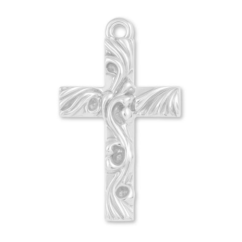925 Sterling Silver - Rustic Swirl Crucifix Charm